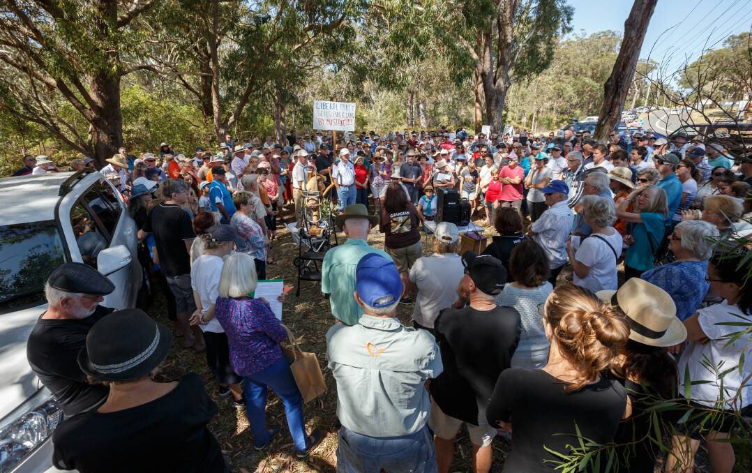 DETERMINED: Nearly 200 people attended a rally on Sunday to protest a development planned for the Mambo Wetlands. Picture: Max Mason-Hubers