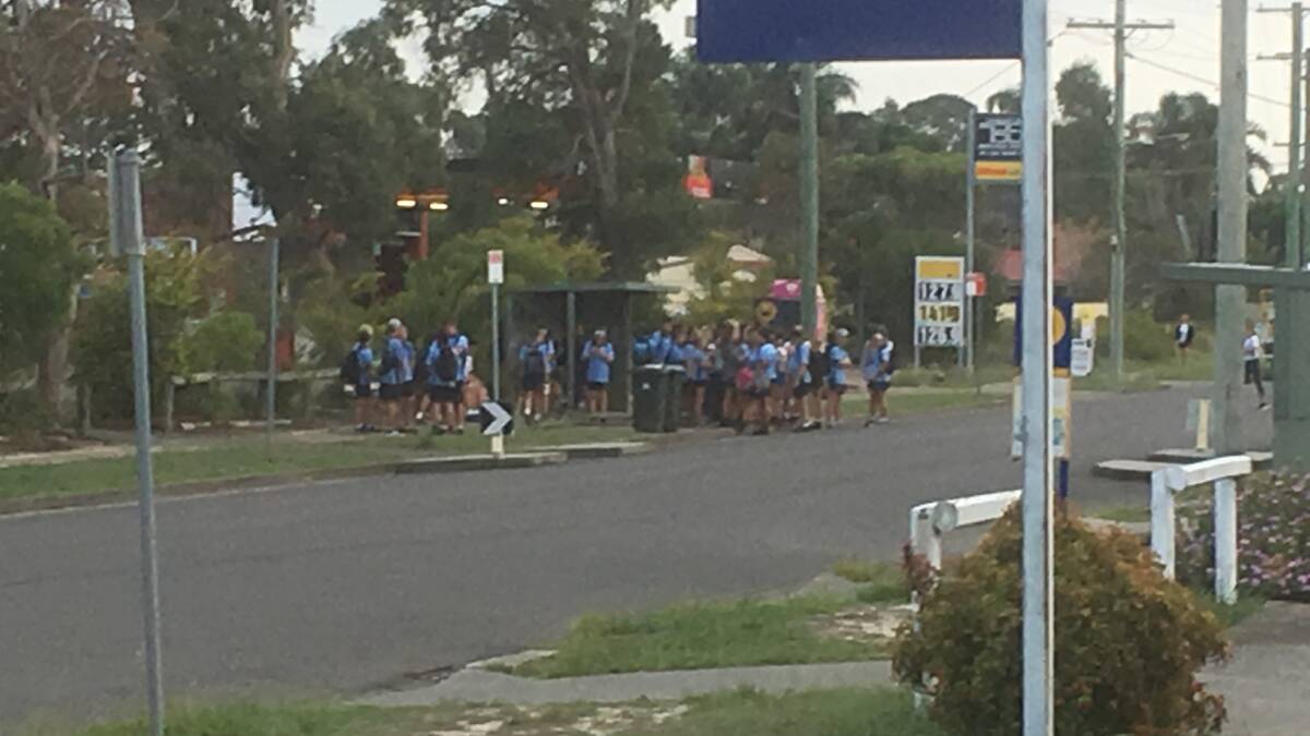 CROWDED: Students await the bus to Hunter River High School. Picture: Supplied