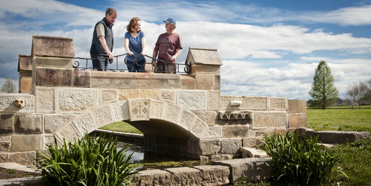 SYMBOLIC: Philip Redman built this multi-faith bridge on his Woodville property with help from Ken Carters and daughter Kate Coren. Picture: Perry Duffin