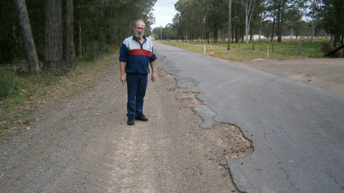 ROUGH TIMES: Swan Bay resident Brian Harris wants the next lot of councillors to commit to fixing roads.