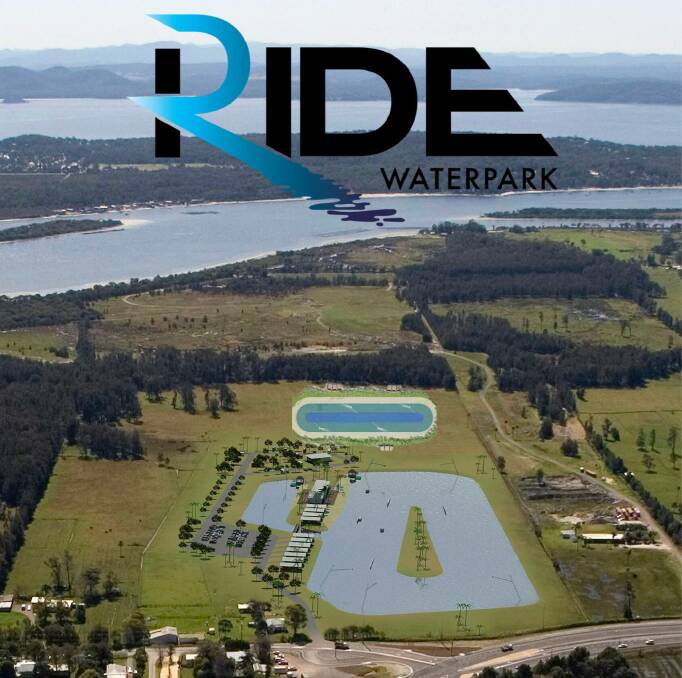 PROPOSED: An artist's impression of the cable park (front) and wave pool (rear). Proponents say the park will actually improve drainage.