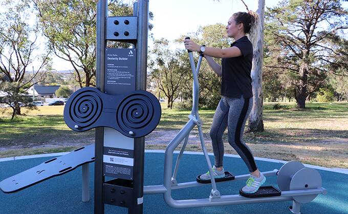 FIT AND ACTIVE: An elliptical trainer is but one piece of equipment at the Boomerang Park fitness hub. 