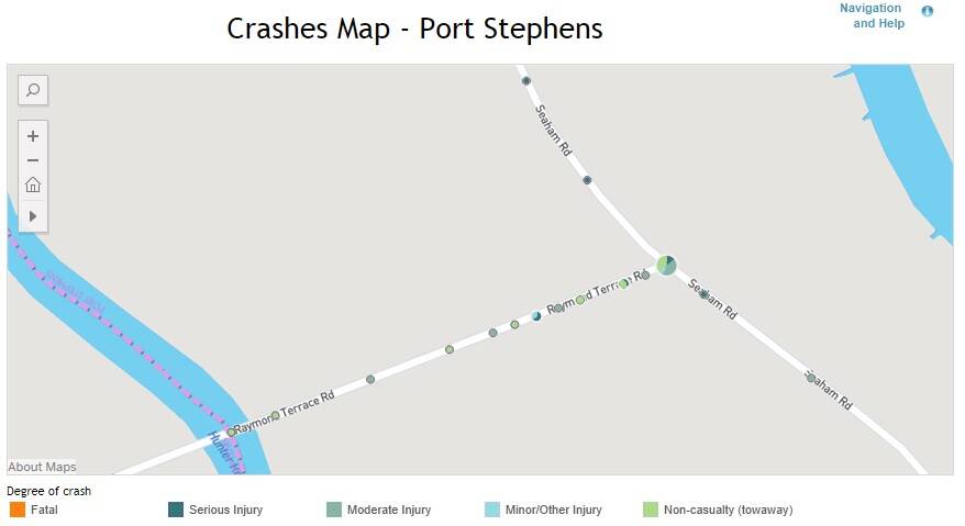 CRASH HISTORY: The NSW Centre for Road Safety collects data on reported crashes including at the intersection of Seaham and Raymond Terrace roads at Nelsons Plains.
