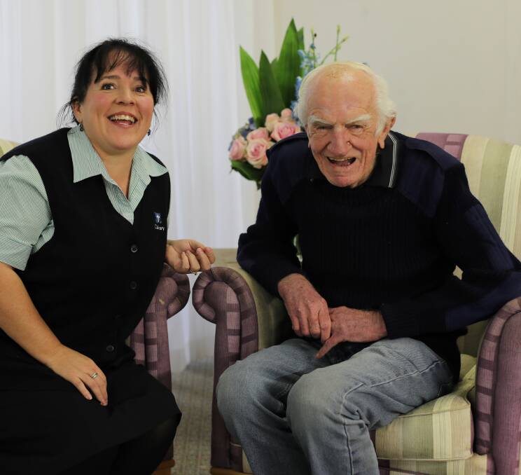 BALANCE: Leisure and lifestyles officer Naomi Middlemiss with resident Bill Kelly.