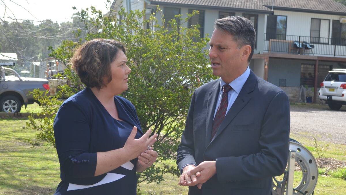 CONCERNED: Paterson MP Meryl Swanson and Opposition Spokesman for Defence Richard Marles shortly after they met with red zone residents. Picture: Sam Norris