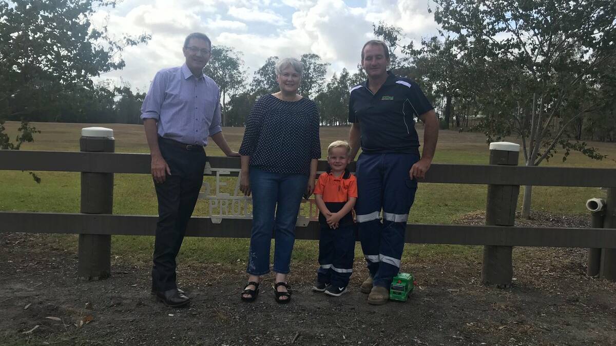 QUALITY OUTCOME: Parliamentary Secretary for the Hunter Scot MacDonald MLC with Seaham Park and Wetlands Committee member Pre McGee and Elbourne Plant Hire proprietor Adam Elbourne at Seaham Park. Picture: Supplied