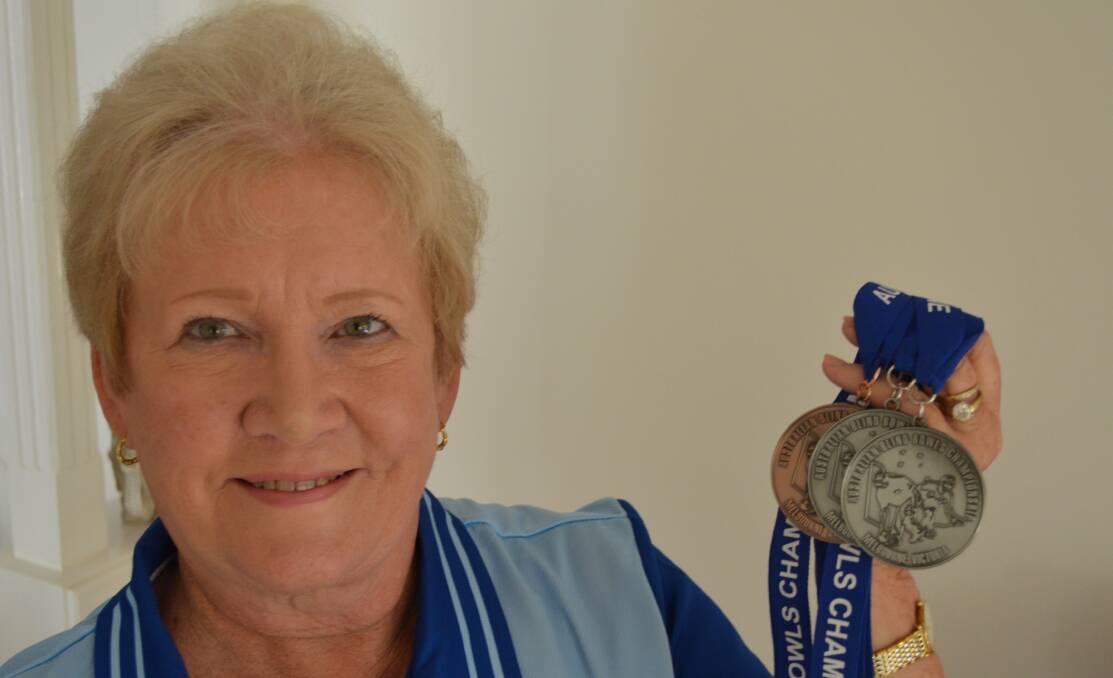 WINNING: Jacqueline Hudson, Fingal Bay, with the bronze and silver medals she won at the Australian Blind Bowls Championships earlier this month. Picture: Sam Norris