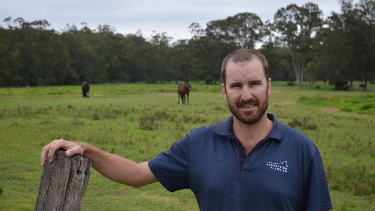 RURAL OUTLOOK: Perception Planning director Matt Brown on a poultry farm that's slated to become Medowie Lifestyle Estate. Picture: Sam Norris