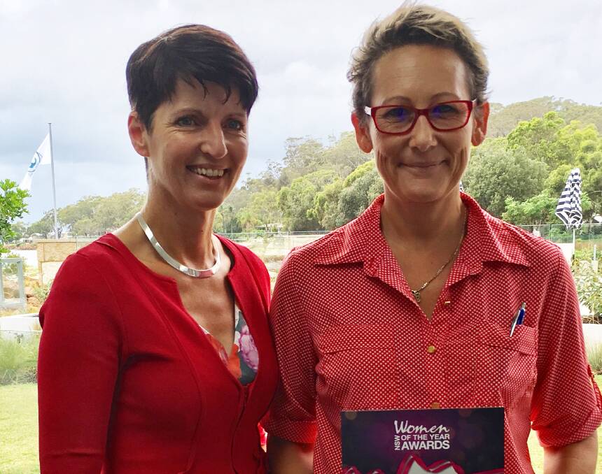 WINNER: Kate Washington MP congratulates Leah Anderson on being named 2018 Port Stephens Local Woman of the Year. Picture: Supplied