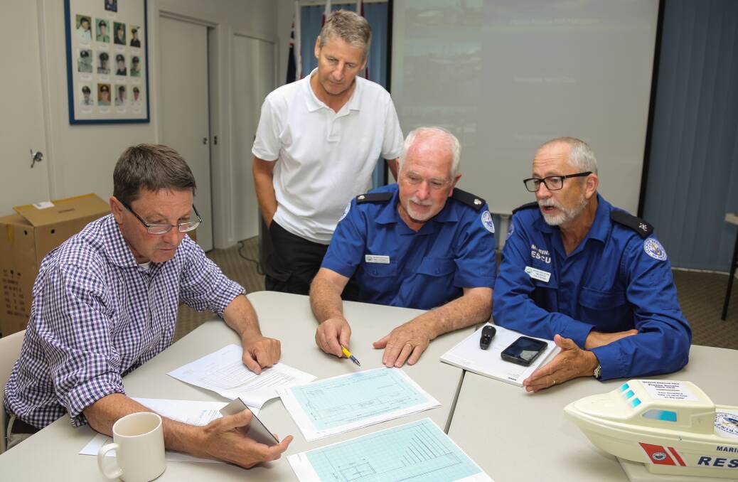 VISION: Parliamentary Secretary for the Hunter Scot MacDonald met with Port Stephens Marine Rescue on Wednesday to discuss plans for a pontoon. Picture: Marine Rescue