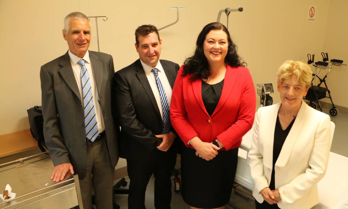 PLEASED: East Ward councillors John Nell, Glen Dunkley and Jaimie Abbott with Port Stephens Duty MLC Catherine Cusack who announced on-site x-ray services for Tomaree Community Hospital on Monday. Picture: Sam Norris