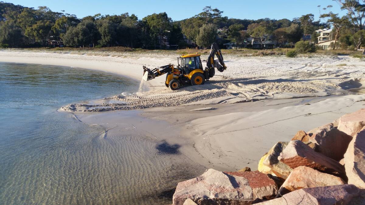 UNDER REVIEW: Port Stephens Council said these drain cleaning efforts at Corlette were under review. Picture: Supplied