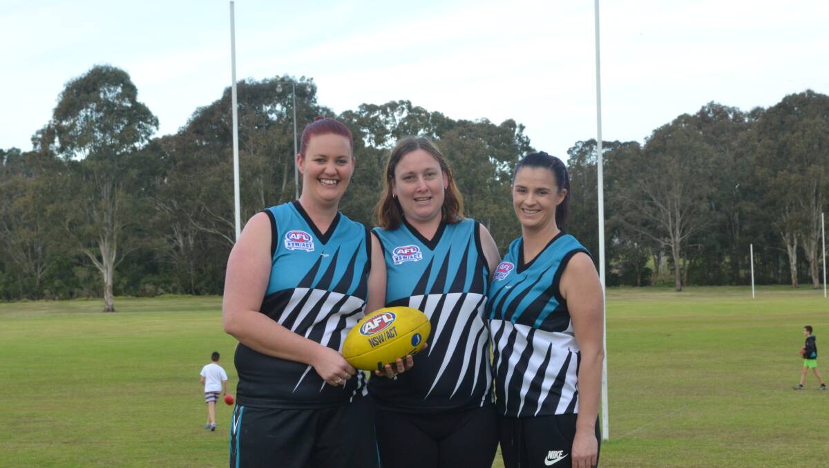 POWER PLAY: Mel Nelson, Bea Edgar and Wendy Pitcher, all of Medowie, want more women to join them in training and join the club's first women's team. Picture: Sam Norris