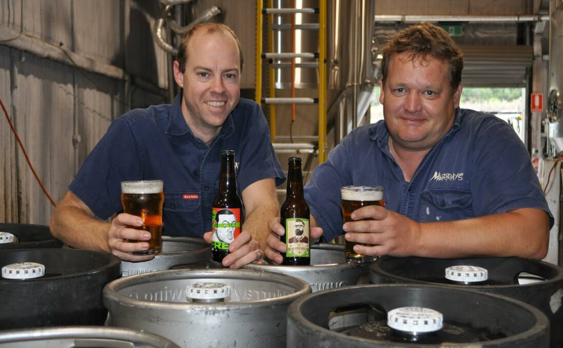 RAISING A GLASS: Murray's head brewers Sean Costigan and Alex Tucker with the award winning drops. Picture: Supplied