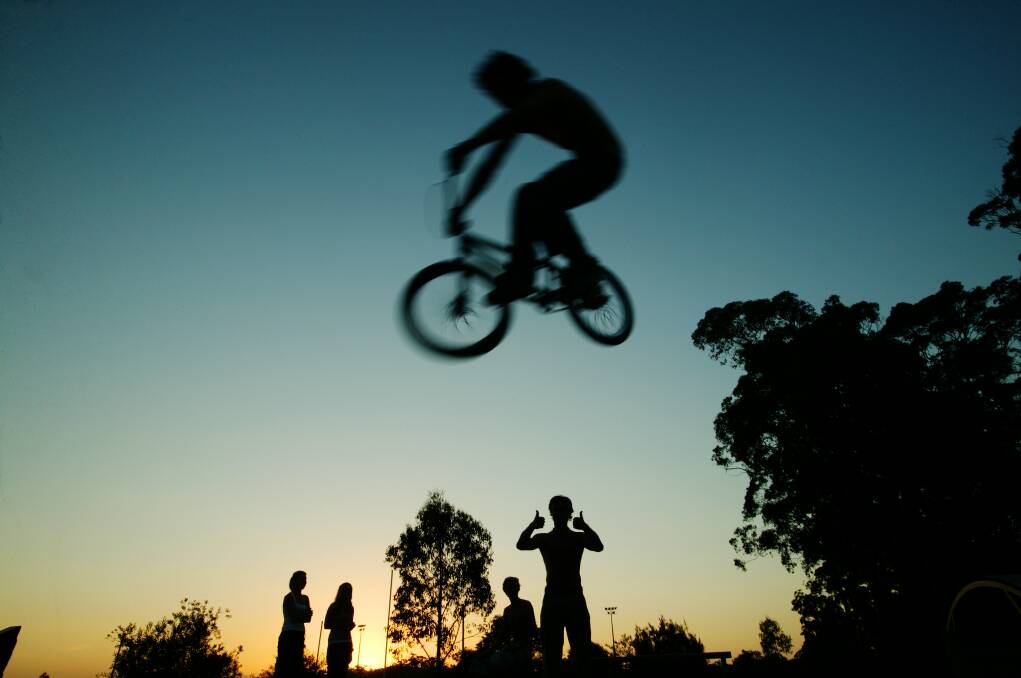 AERIAL MANOEUVRES: The mayor of Port Stephens, Cr Bruce MacKenzie, has vowed to fight on and build a BMX track at Salt Ash. Picture: Fairfax