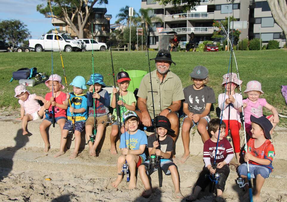 LITTLE CHAMPS: The Karingal Fishing Team joined Stinker on Little Beach.