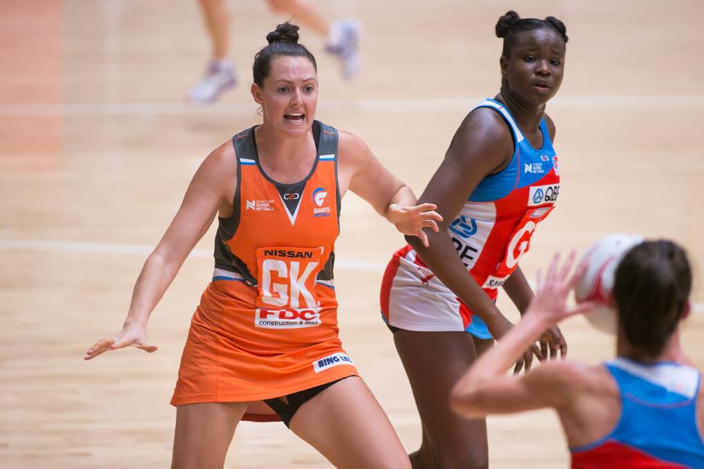 2017 Suncorp Super Netball - Sam Poolman playing for the Giants against the NSW Swifts.
