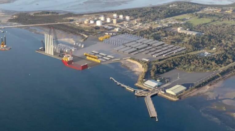A concept image of the Hastings offshore wind terminal project rejected by Environment Minister Tanya Plibersek. Image supplied 