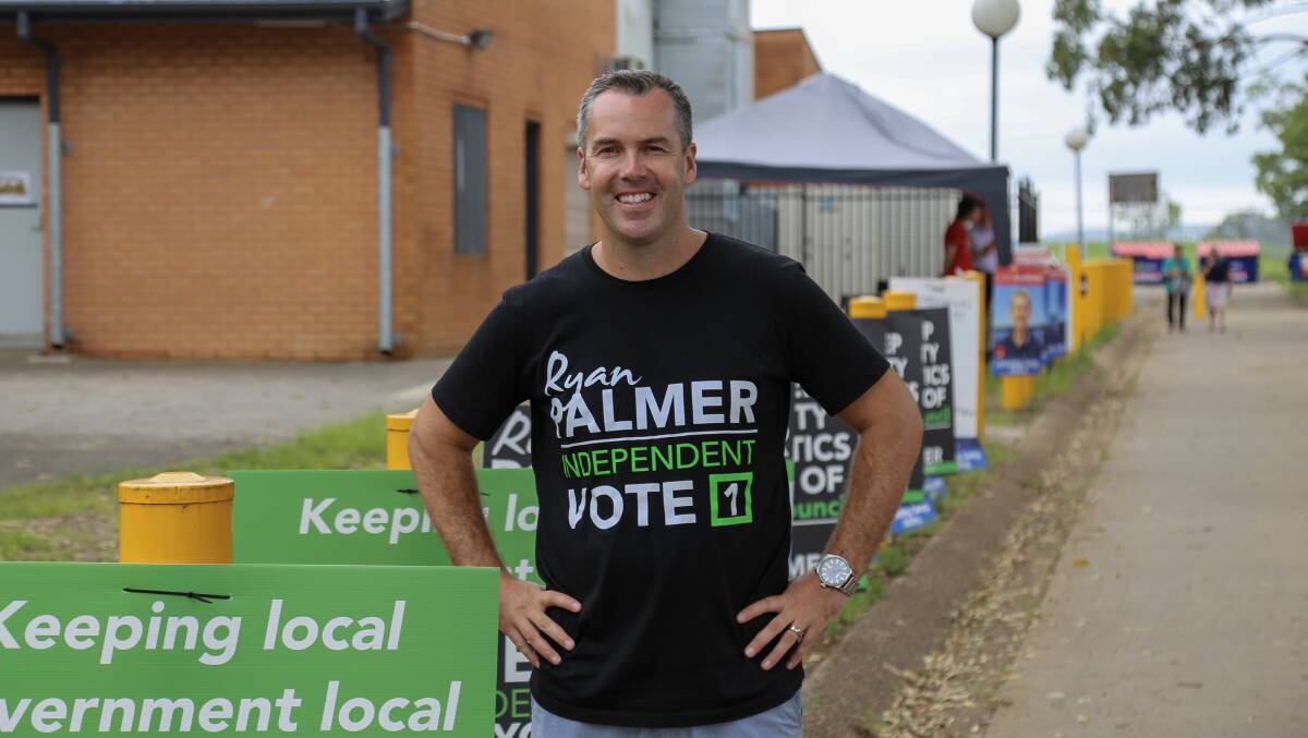 Ryan Palmer at a polling booth on Saturday.