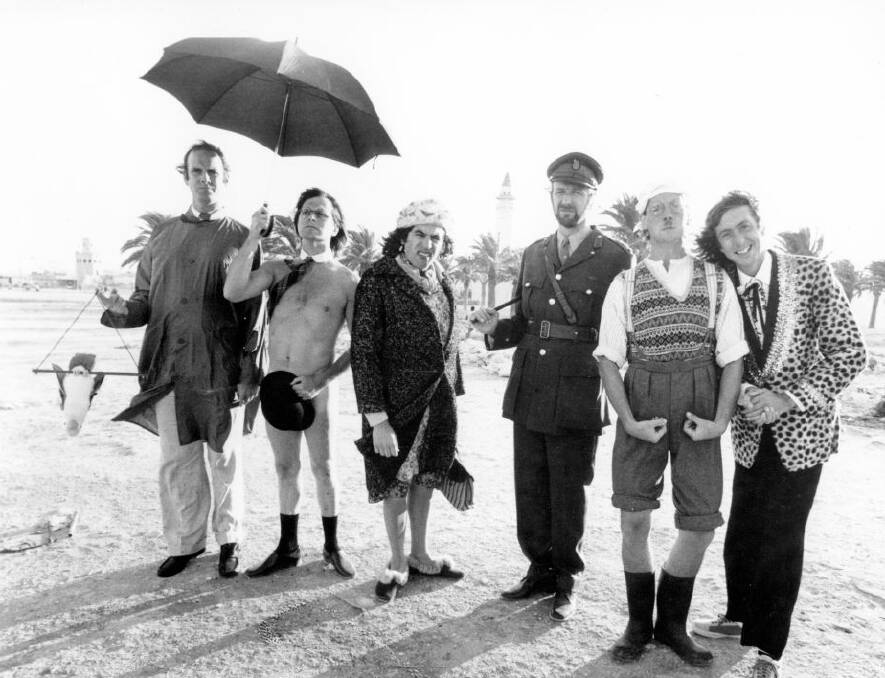 Cleese (left) on the set of Monty Python's Life of Brian with Terry Gilliam, Terry Jones, Graham Chapman, Michael Palin and Eric Idle in 1978. Picture Getty Images