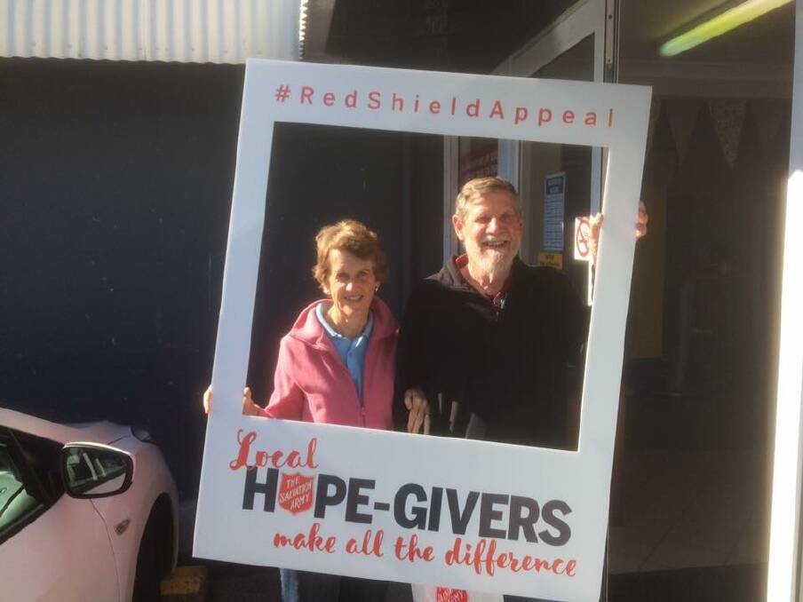 APPEAL: The Port's hope givers Keith and Diana Barnard spreading the word about the Salvation Army's Red Shield Appeal.