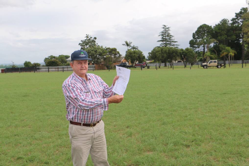 POTENTIAL: Landholder John Lidbury at his Heatherbrae site on the Pacific Highway to be rezoned from residential to commercial.
