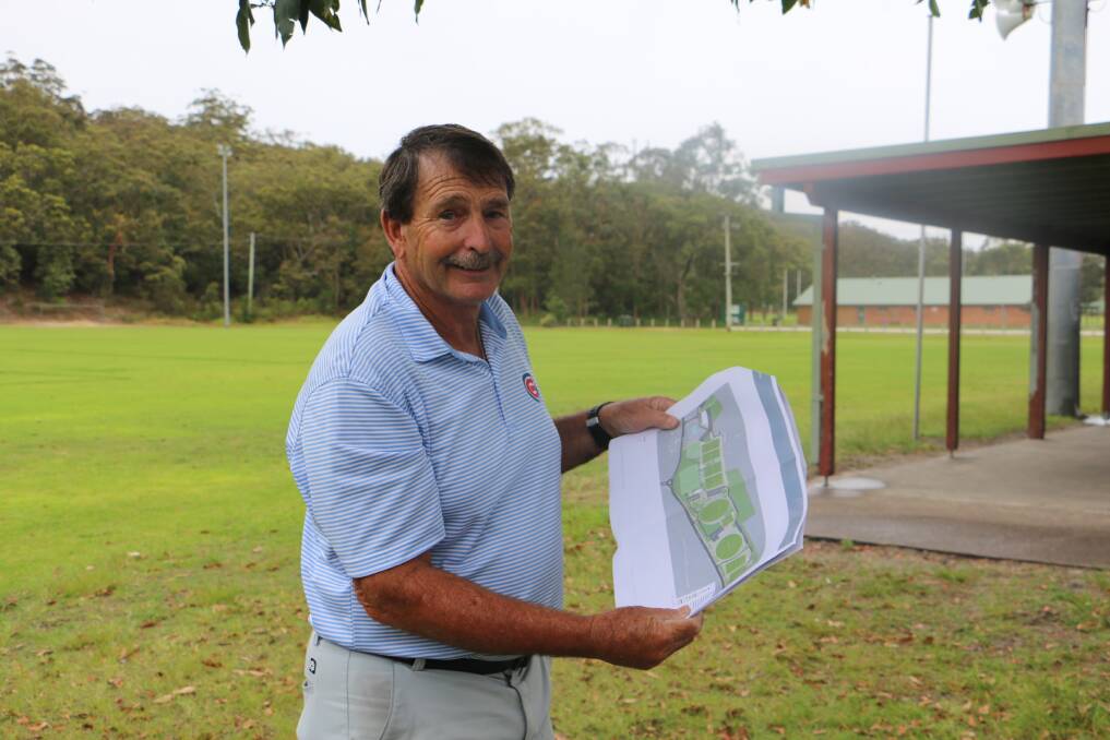 MASTERPLAN: Tomaree Sports Council president Bruce Scott with plans for the new-look Tomaree Sports Complex.