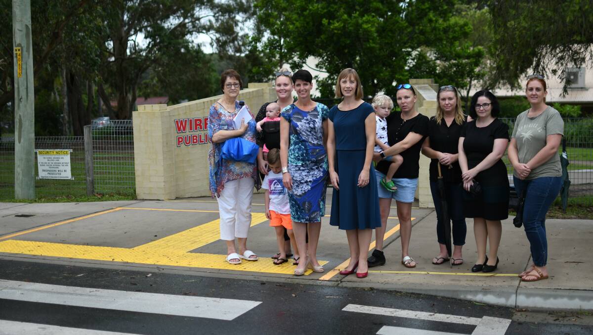 SCHOOL SAFETY: Kate Washington and Jo Haylen with school parents at the crossing outisde Wirreanda Public School on Monday. Picture: Supplied