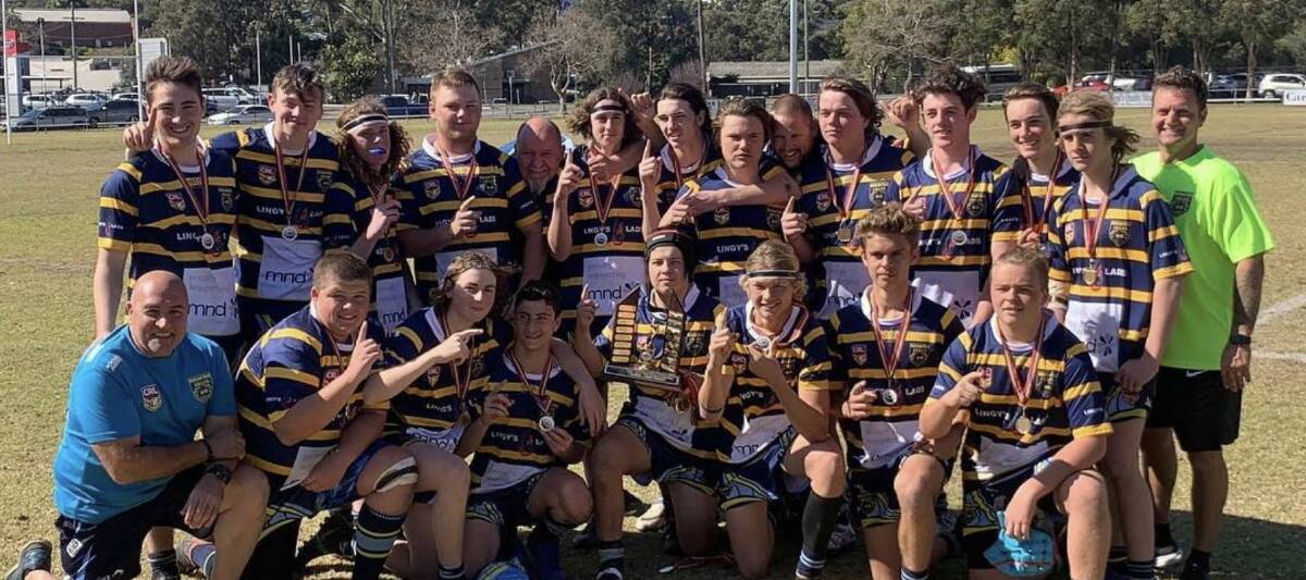 GOOD SHOW: Nelson Bay Rugby League Club's under-16 grand final-winning team.