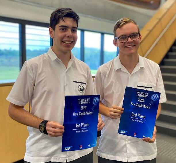 WINNERS: Year 12 students Flynt Young and Lachlan Orton with their highly coveted ICT awards. Picture: Supplied