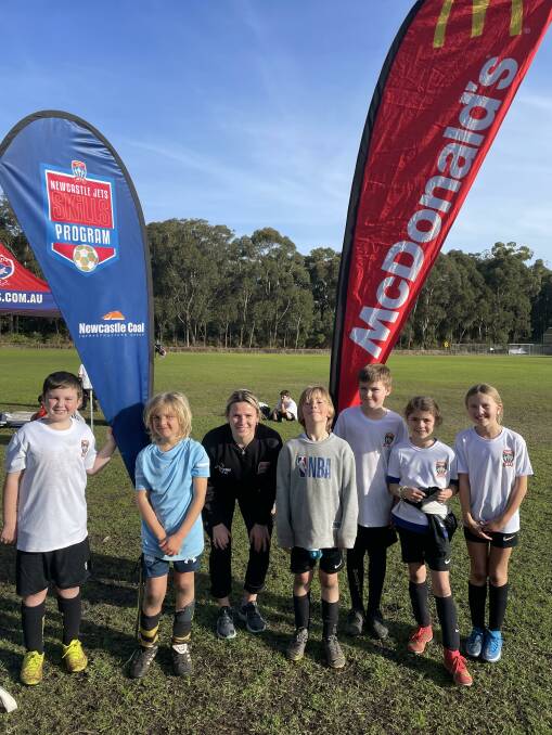 CLINICAL: Pictured at the clinic are (l-r): Oliver Eggelton, Malachi Lynch, Cassidy Davis, Louis Brown, Jett Isaac, Carla Peachey and Shae Vogtmann. Picture: Supplied