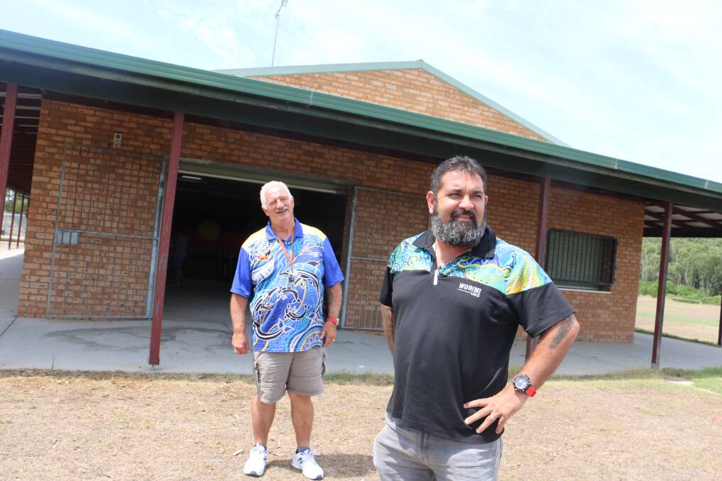 ROLE MODELS: Greg Savin (left) and Justin Ridgeway outside the Lakeside sports clubhouse which doubles as an Aboriginal Men's Shed.