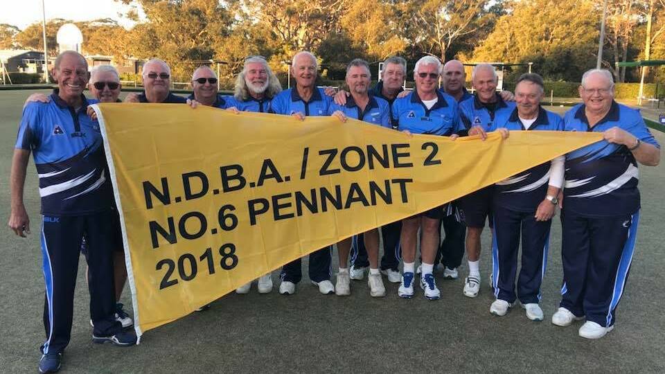 BOWLS WIN: The Nelson Bay No 6. winning pennant bowls team.
