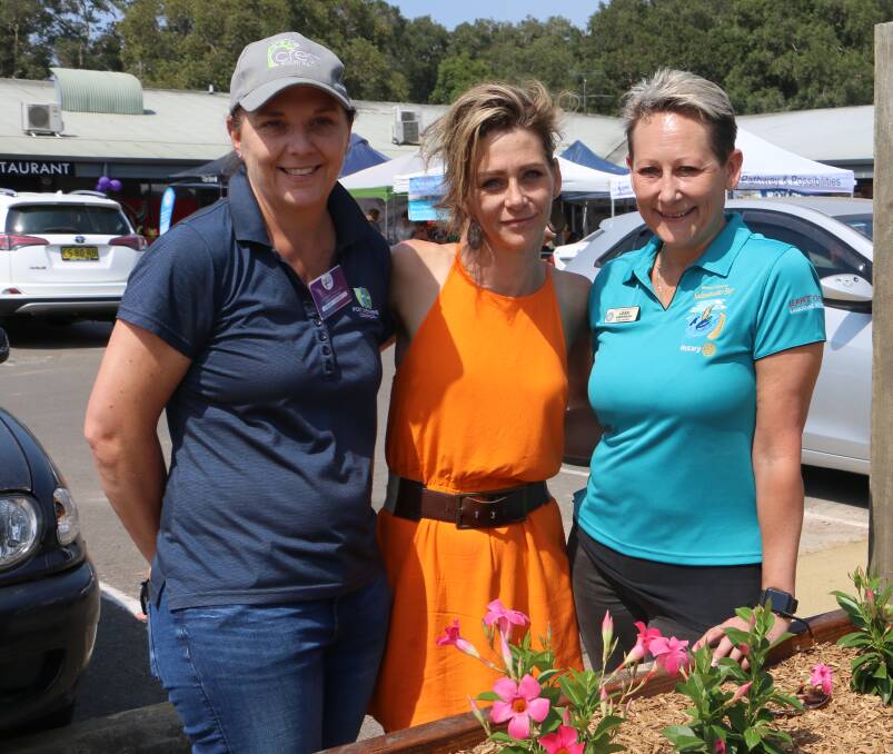 PASSIONATE: Sarah Smith, Emily Harkness and Leah Anderson at Anna Bay's official launch on Saturday.