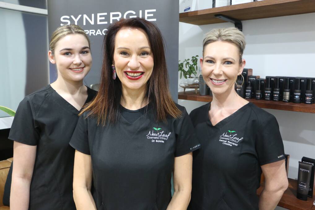 SKIN CARE: Business owner Dr Bonnie Hawthorne (centre) with staff Brittany Bartholomew (left) and Christine Zammit at New Leaf Cosmetic Clinic.