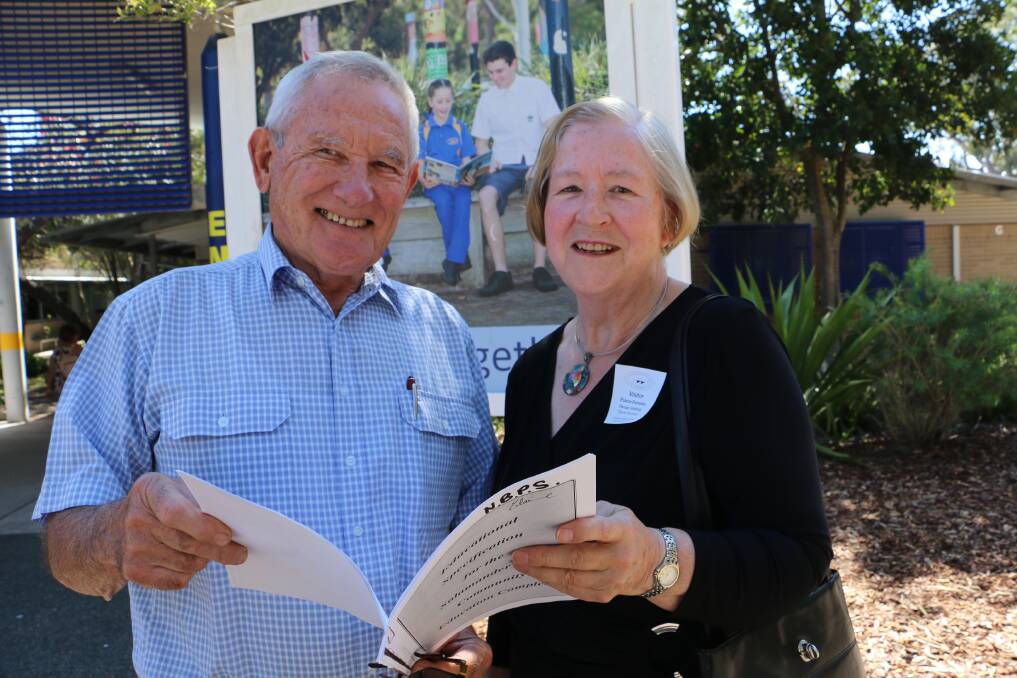 ANNIVERSARY: Former Tomaree Education Centre principals Don Watham and Elaine Fereday reminisce about the old school days.