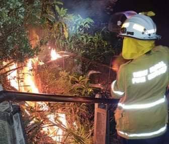 ABLAZE: Fire burnt out half a hectare of bushland at Fingal Bay on Monday night. Picture: Courtesy Fingal Bay RFS
