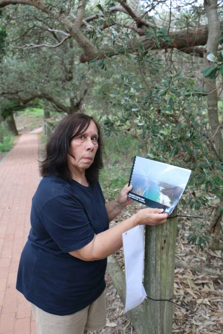 ACTIVIST: Carol Ridgeway-Bissett with the draft master plan for the proposed coastal walk at the foot of Tomaree Headland.