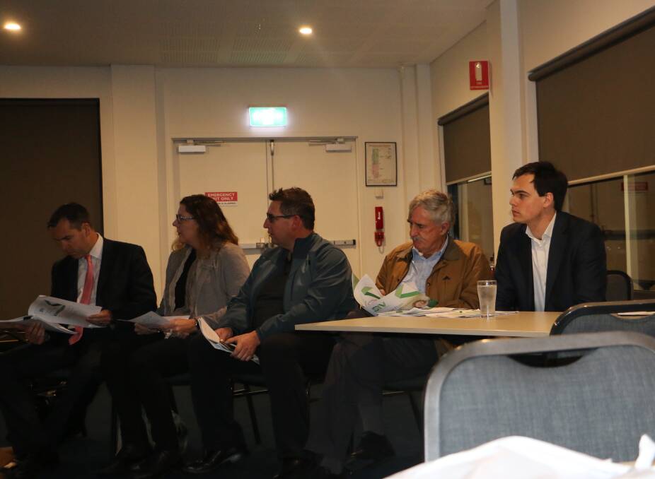FOR AND AGAINST: Port councillors for and against the proposed rate rise at a Nelson Bay community meeting. From left Ryan Palmer, Sarah Smith, Glen Dunkley, Steve Tucker and Giacomo Arnott.