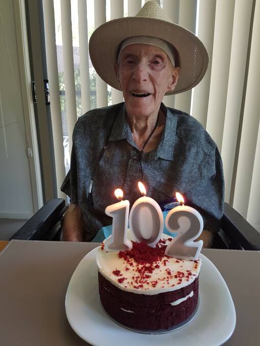 BIRTHDAY: Jack Ryan celebrates his 102nd birthday at son Stephens's Corlette home on December 27, 2018. Picture: Supplied