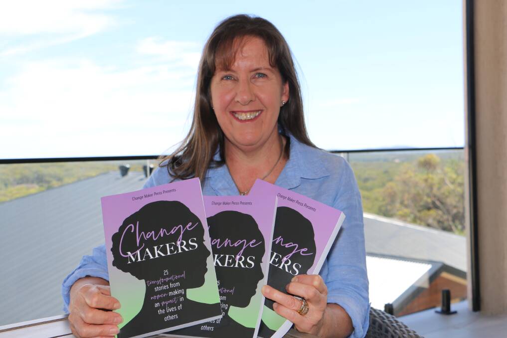 AUTHOR: Boat Harbour's Fiona Brown with copies of her Amazon best-seller 'Change Makers'.