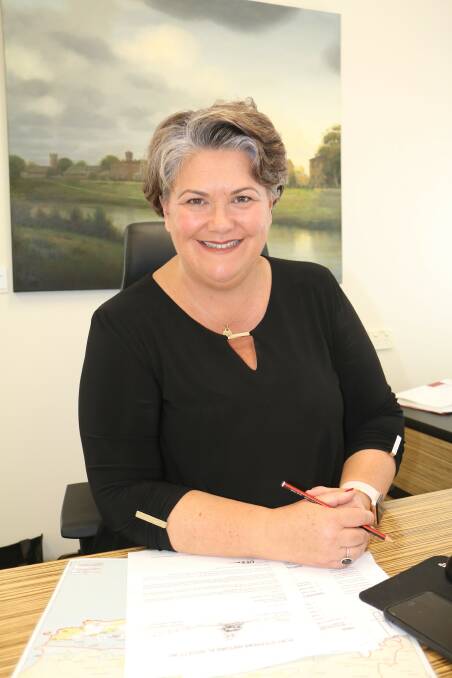 READY TO GO: Paterson Labor MP Meryl Swanson at work in her Raymond Terrace office.