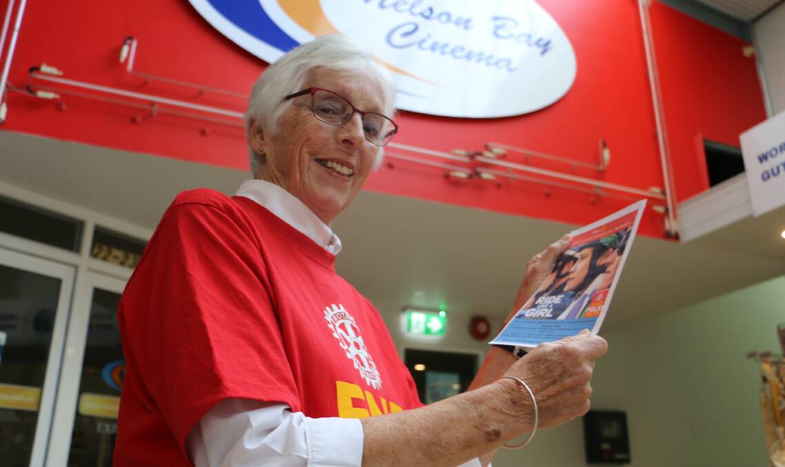 CHARITABLE: Helen Ryan promoting another charity event, Painting it Red for Polio, in Nelson Bay back in 2019.