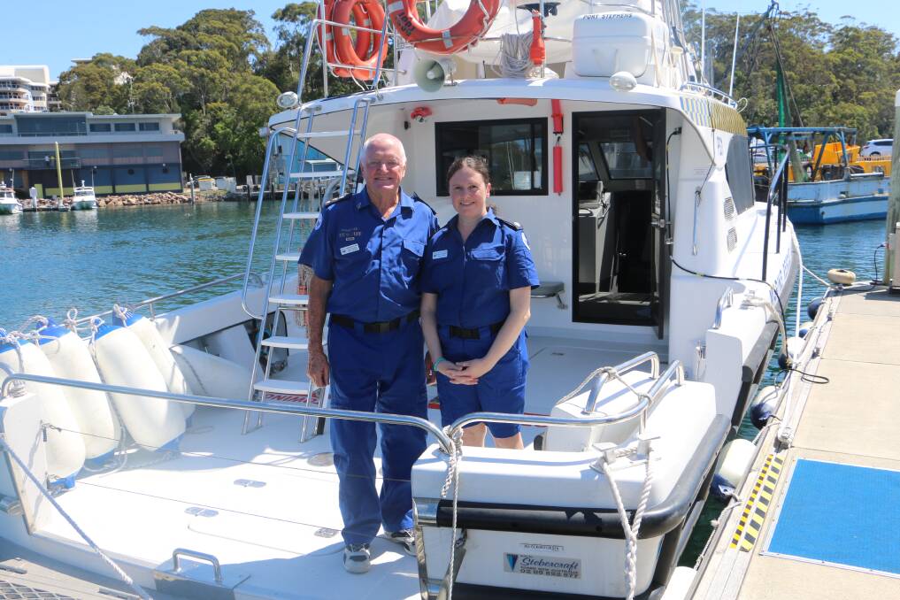 LEADERS: Salamander Bay's scholarship winner Rebecca Harband with Marine Rescue Port Stephens unit commander Colin Foote.