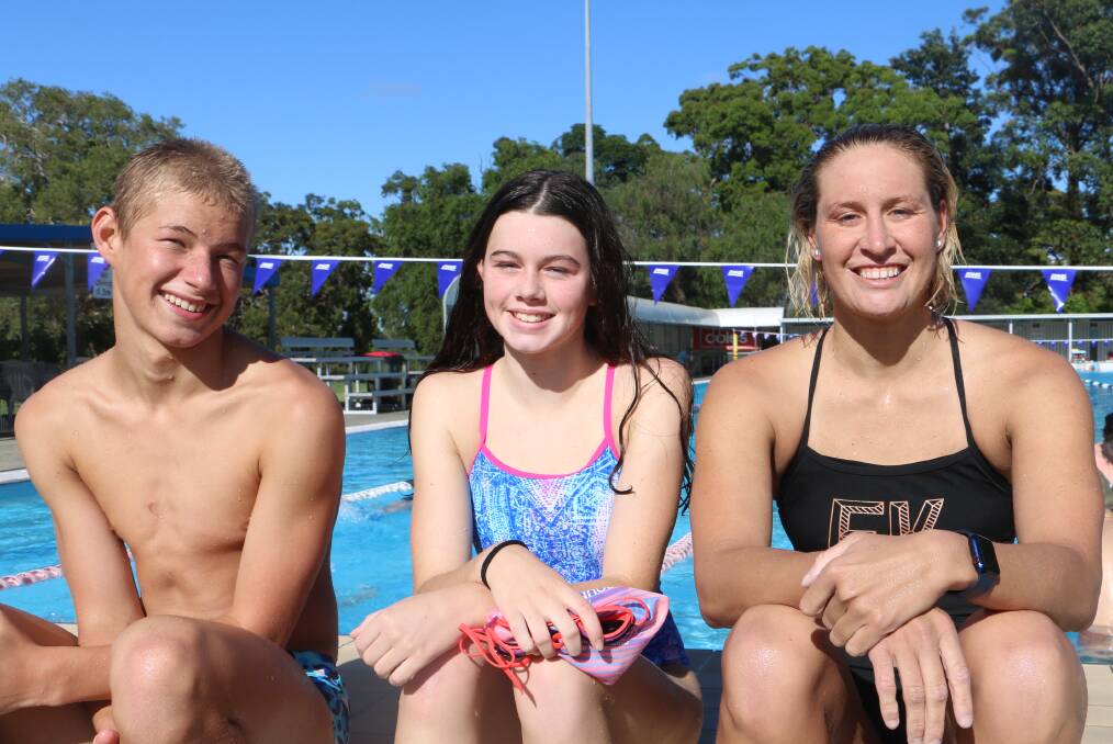 MEDALISTS: Nelson Bay state swim medalists Randal Ingram, 14, Ebony Nix, 13 and Taylor Corry at training at Tomaree pool.