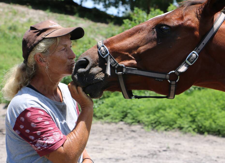 CARING: Debbie Barber with one of her horses.