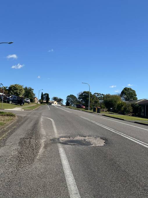 POTHOLE: A typical Port Stephens roads pothole, this one was on Benjamin Lee Drive, Raymond Terrace, from August 2020. Picture: Supplied