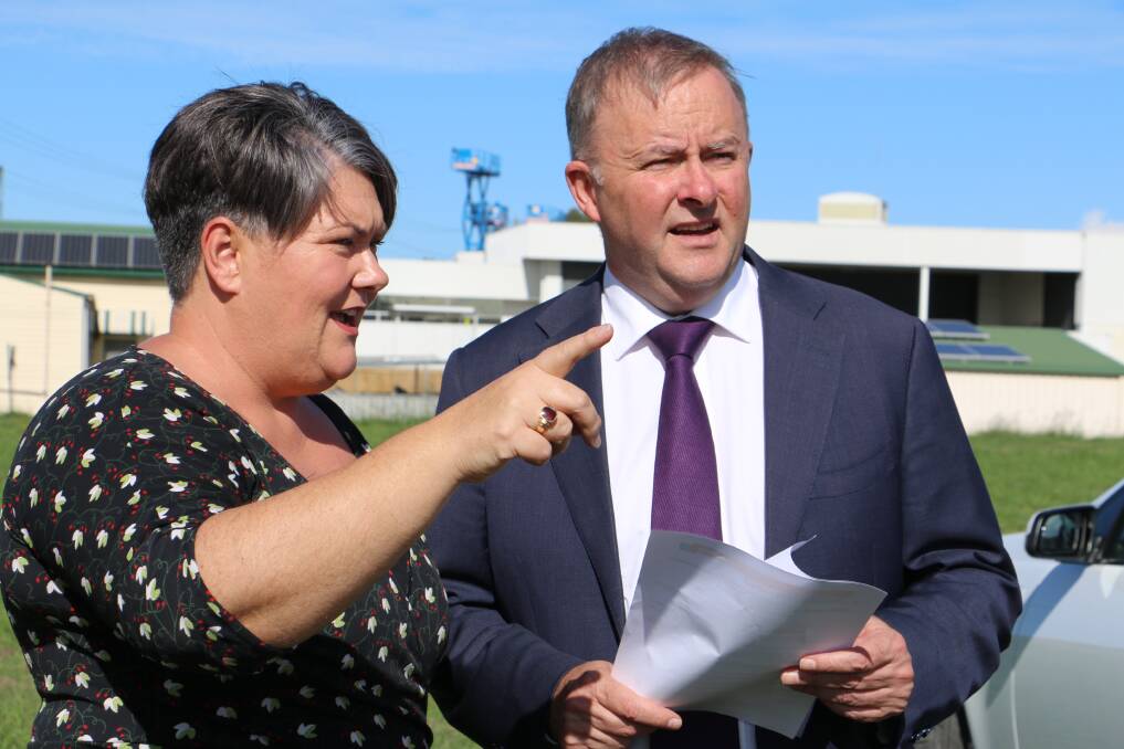 PLEDGE: Paterson MP Meryl Swanson with Shadow Minister for Transport Anthony Albanese at the Labor Party announcement to match the Liberal's $1.6 billion M1 extension in Hexham on Tuesday.