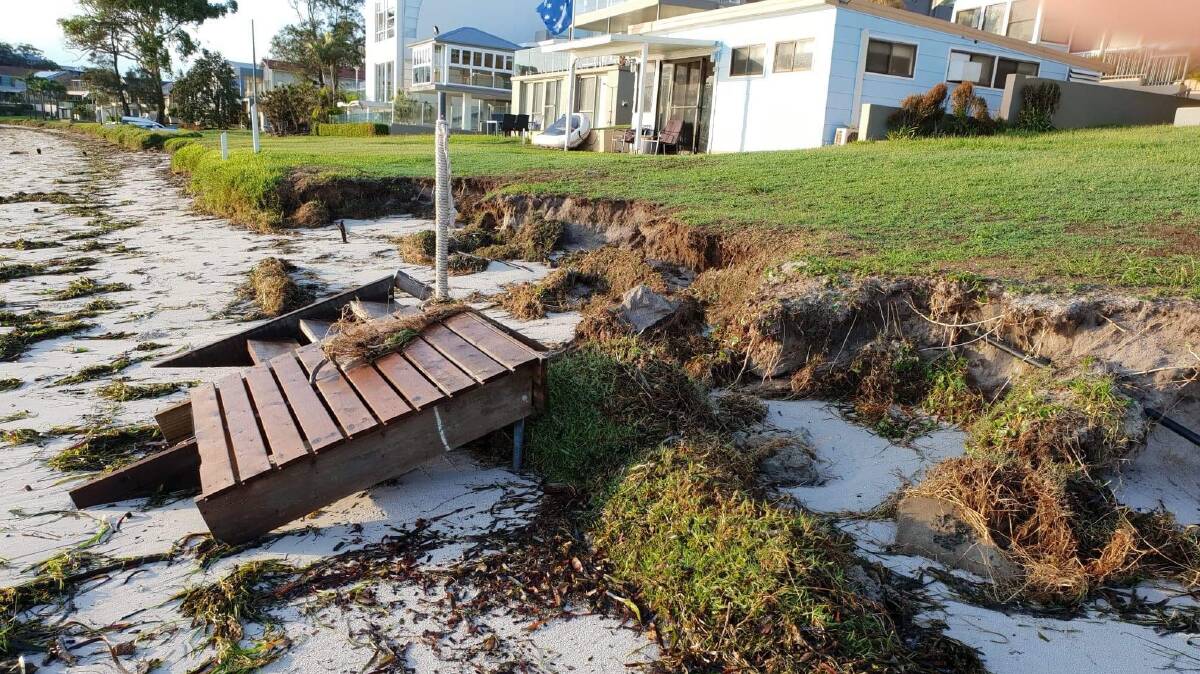 Recent storm damage along the Salamander Bay foreshore.