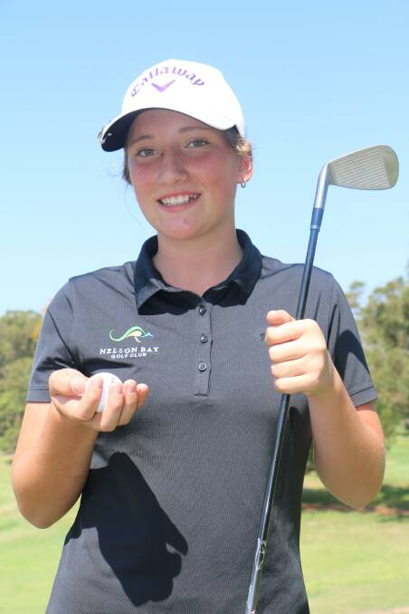 TALENT: Twelve-year-old Amy Squires, a member of both Nelson Bay and Horizons golf clubs, after her amazing one under par round of 70.